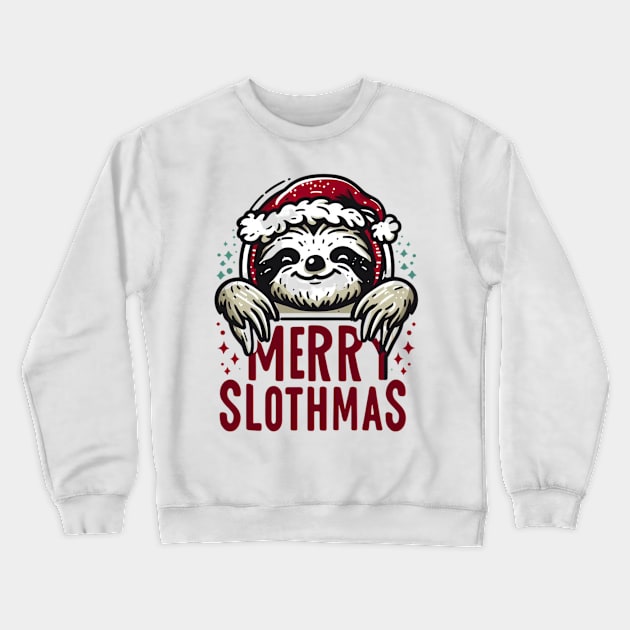 Funny Merry Slothmas Christmas Pajama for Sloth Lovers Crewneck Sweatshirt by valeriegraydesign